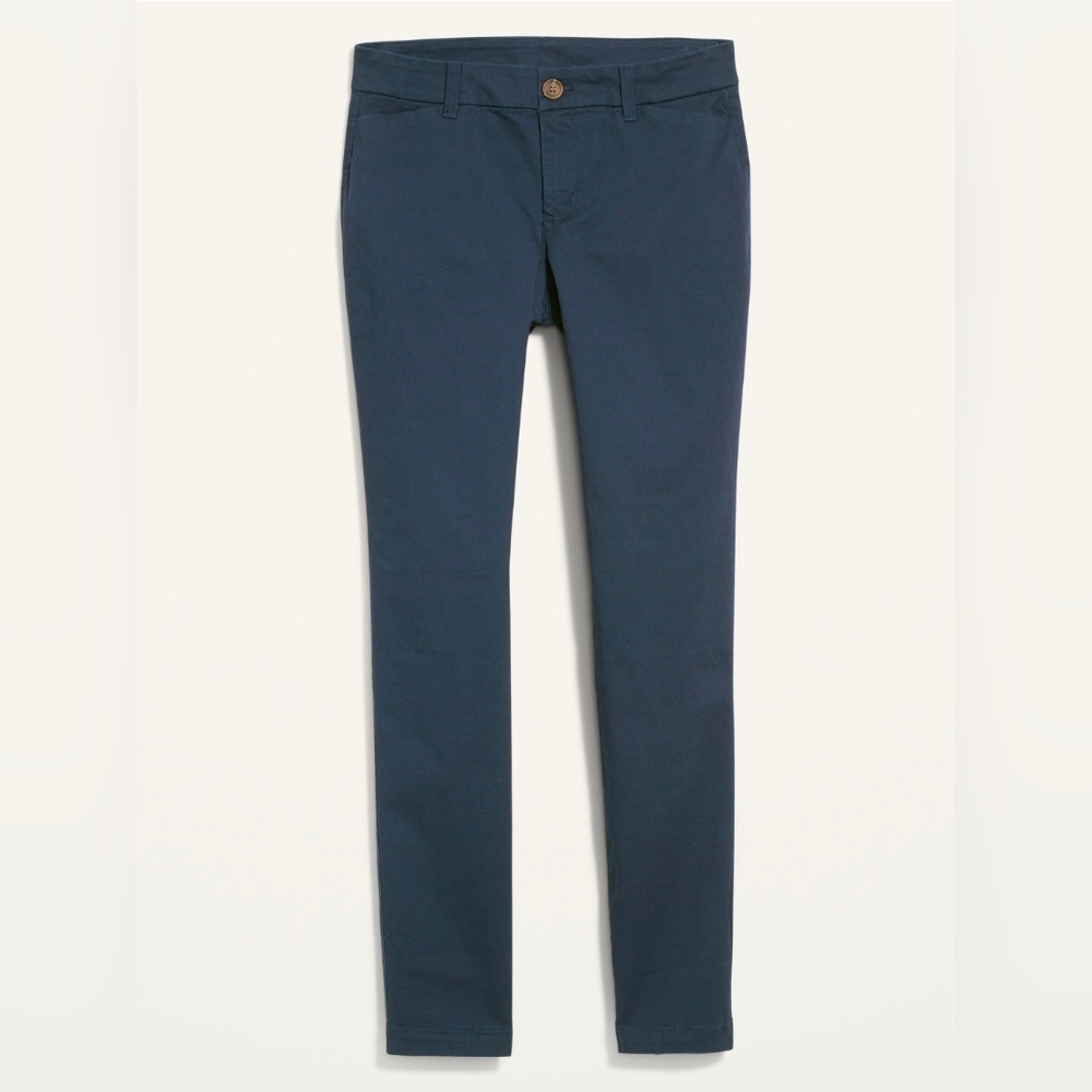 Old Navy Women's Mid-Rise Skinny Everyday Khakis Plus Size Tall Blue 974